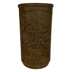 Hand Carved Wood Wine Chiller Holder Vineyard & Pub Scenes Black Forest Germany